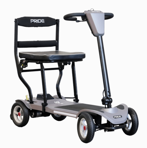 Scooter eléctrico plegable modelo Go-Go MG, marca Pride Mobility.